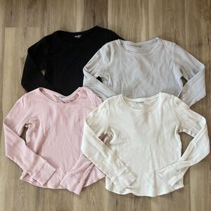 xl 14-16 Girls 4 pack Scoop Neck Thermal Waffle Knit Long Sleeve Shirts Old Navy